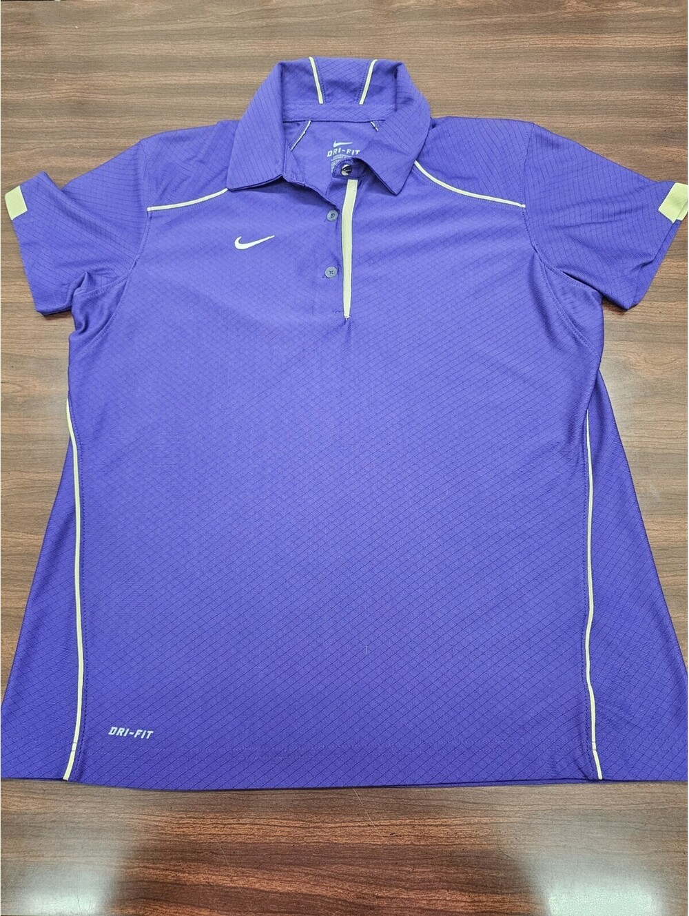 Nike Dri-FIT Women's Polo Shirt Purple Gray Trim Medium Athletic Golf Activewear